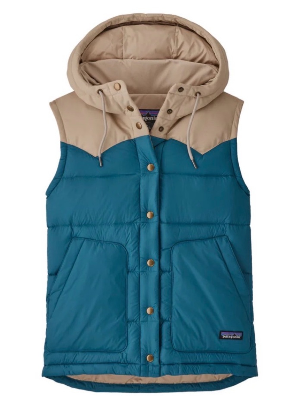 PatagoniaWomen's Teal & Tan Hooded Puffer Vest Small